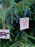 Chicken and Cow Wooden Ornaments